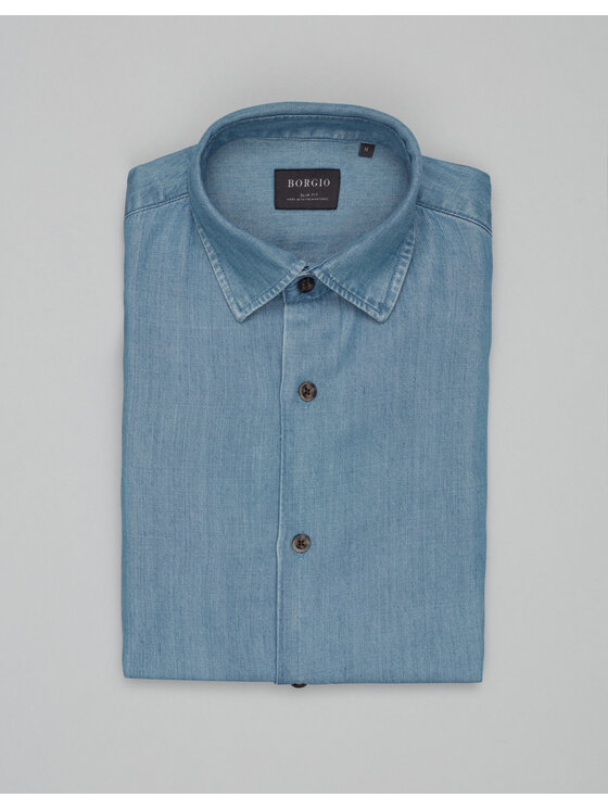 Borgio Borgio Koszula denice_00603 Niebieski Slim Fit