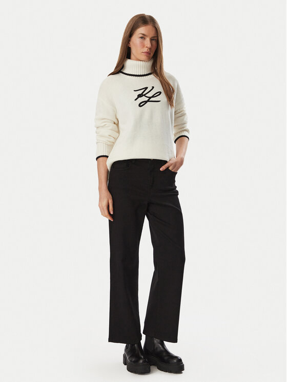 KARL LAGERFELD KARL LAGERFELD Bluză cu gât B4W18033 Alb Regular Fit
