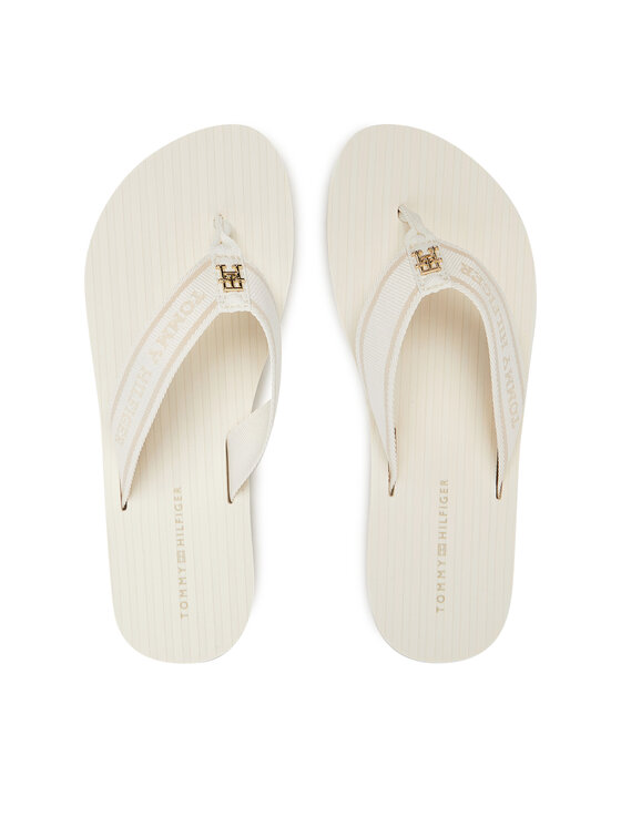 Tommy Hilfiger Infradito Th Stripes Beach Sandal FW0FW08528 Bianco, taglia : 41