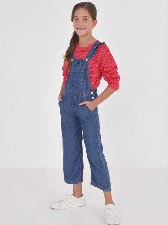 Mayoral Mayoral Jeans hlače z naramnicami 6650 Modra