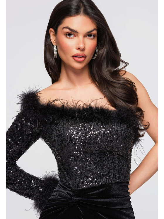 Ombre Ombre Sukienka wieczorowa LA-OM-DLR280 Czarny Regular Fit