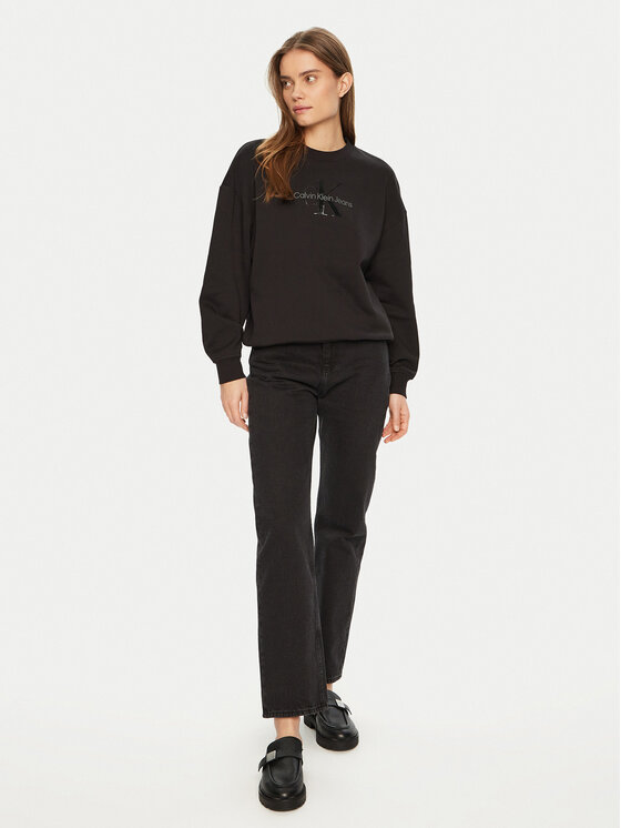Calvin Klein Jeans Calvin Klein Jeans Mikina Glossy Monologo J20J224724 Černá Regular Fit