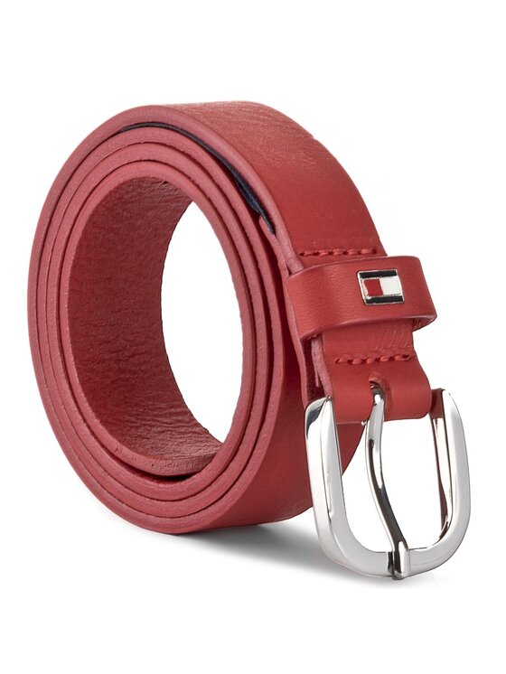 Tommy Hilfiger Ceinture femme Th Flag Belt 2.5CM AW0AW04373 75 Rouge