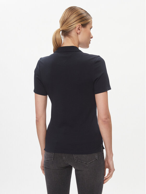 Tommy Hilfiger Tommy Hilfiger Тениска с яка и копчета 1985 WW0WW42047 Тъмносин Slim Fit