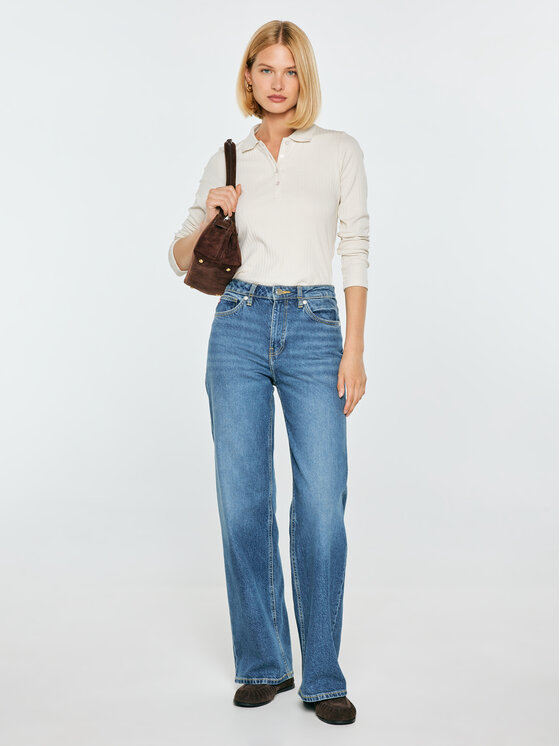 BIG STAR BIG STAR Bluzka DELFINA Kremowy Slim Fit