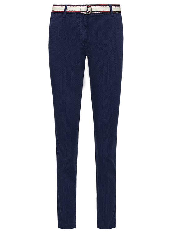 Tommy Hilfiger Tommy Hilfiger Pantaloni di tessuto Dobby WW0WW27285 Blu scuro Regular Fit