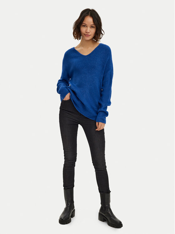 Vero Moda Vero Moda Džemper Crewlefile 10233357 Plava Loose Fit