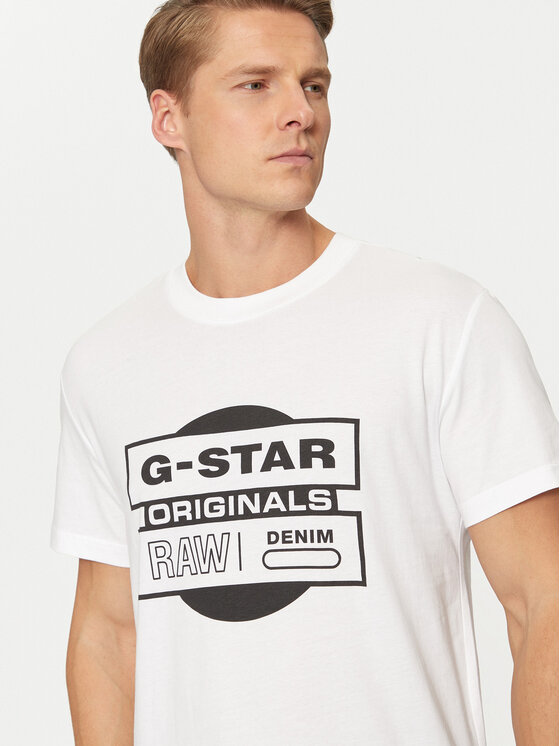 G-STAR G-Star Raw T-Shirt Originals D25443-8415 Biały Regular Fit