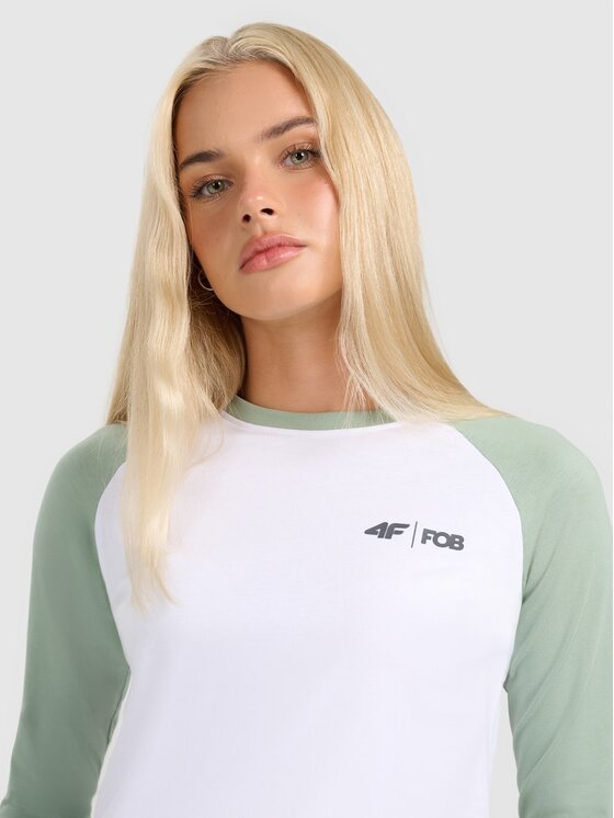4F 4F Longsleeve 4FWAW25TLONF579-42S Zielony Regular Fit