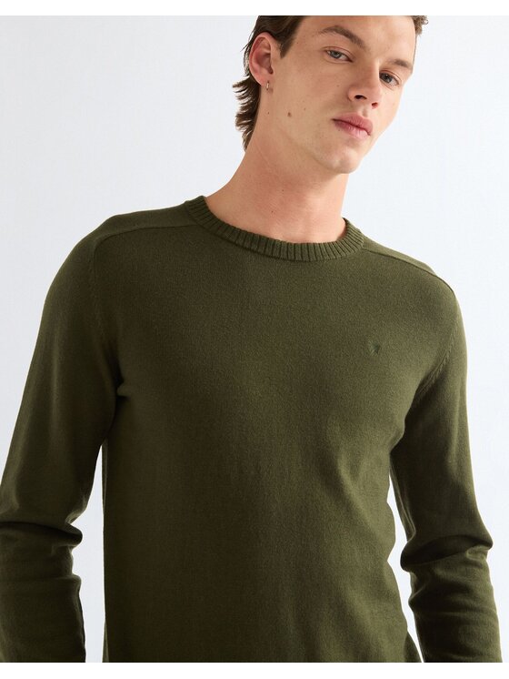 Wrangler Wrangler Sweter CREW NECK KNIT Zielony Regular Fit