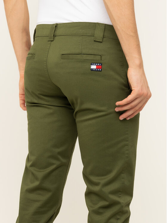 Tommy Jeans Pantalon en tissu Scanton DM0DM06518 Vert Slim Fit Modivo