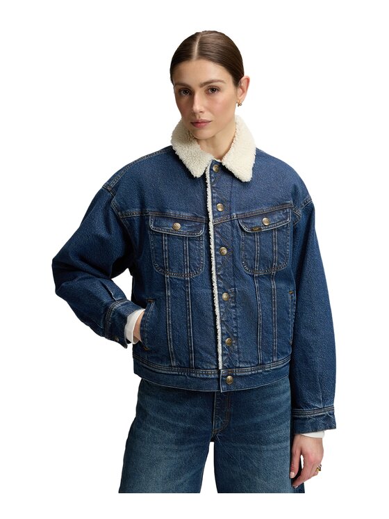 Lee Lee Kurtka jeansowa 112385716 Granatowy Relaxed Fit