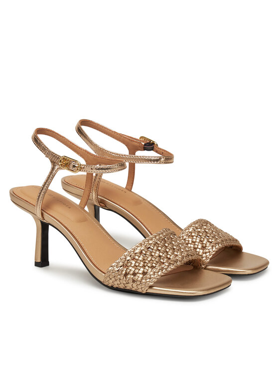 Tommy Hilfiger Tommy Hilfiger Basutės Metallic Lthr Kitten Sandal FW0FW08611 Auksinė