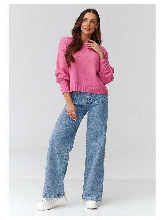 Makadamia Makadamia Sweter C43 Różowy Loose Fit