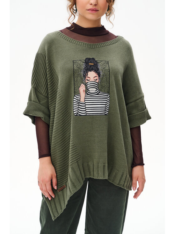 blue shadow blue shadow Sweter Persey Khaki Regular Fit