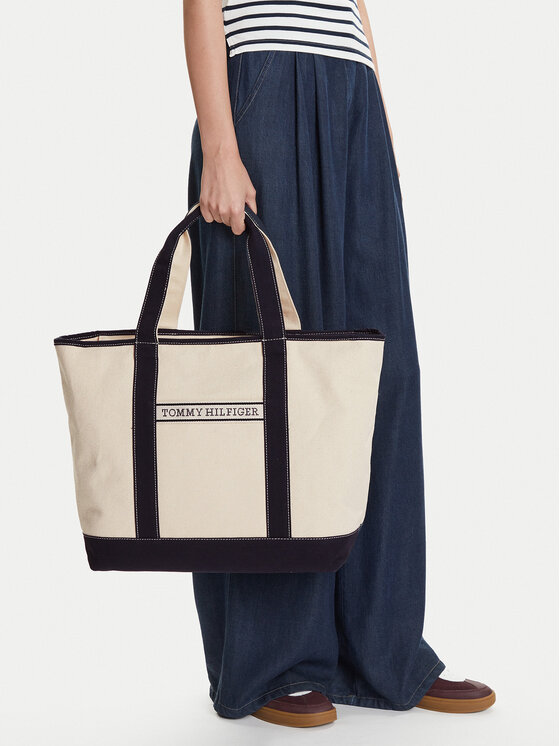 Tommy Hilfiger Tommy Hilfiger Käekott Th Summer Canvas Tote AW0AW17421 Beež