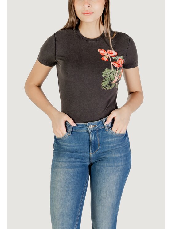 Desigual Desigual T-Shirt TS_BOTANICAL_LACROIX Μαύρο Shirt Fit