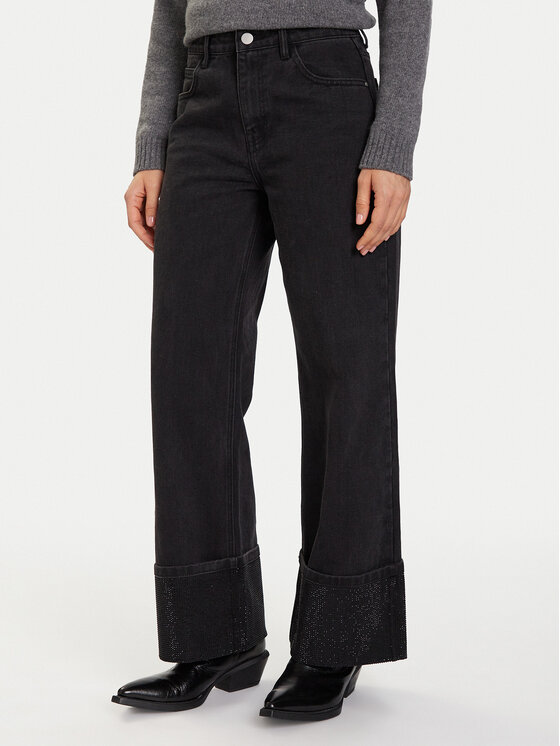 Eleh Eleh Jeansy EL072 Černá Regular Fit
