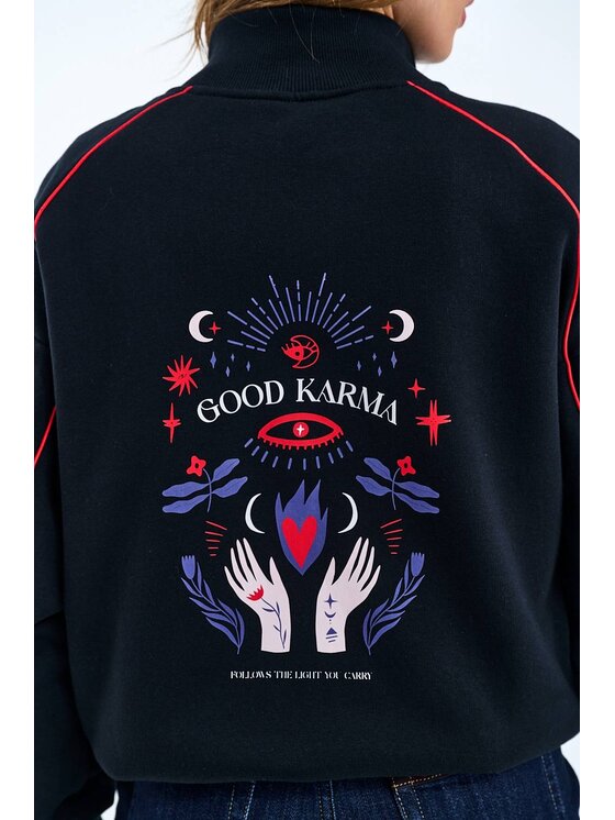 NAOKO NAOKO Bluza Good Karma Czarny Regular Fit