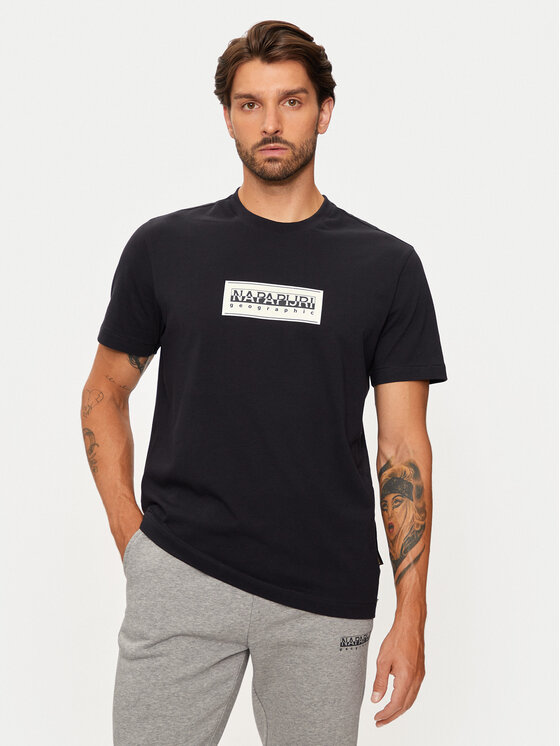 Napapijri Majica S-box Logo NP0A4I3L Črna Regular Fit