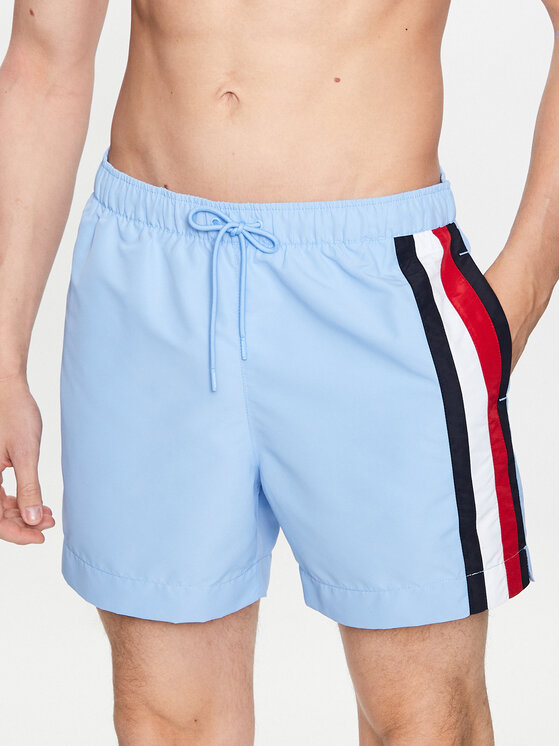 Tommy Hilfiger Kratke hlače za na plažo Medium Drawstring UM0UM02857 Svetlo modra Regular Fit