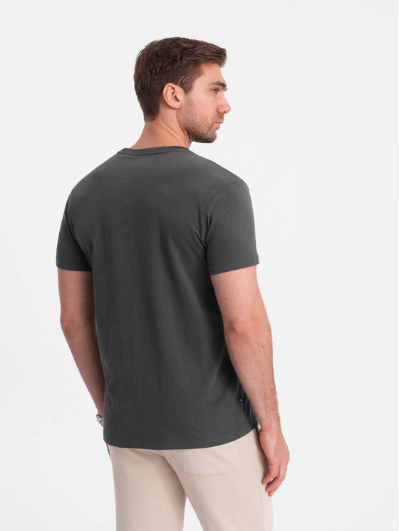Ombre Ombre T-Shirt OM-TSCT-0109 Szary Classic Fit