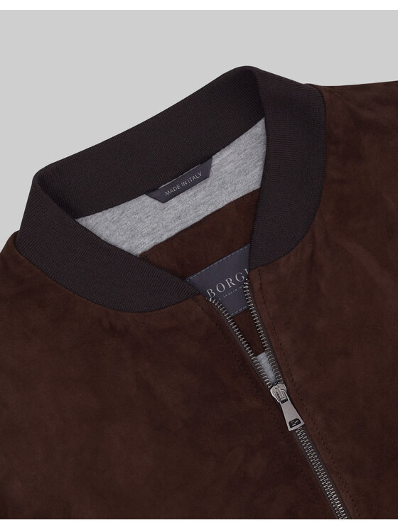 Borgio Borgio Kurtka skórzana incudine Brązowy Slim Fit