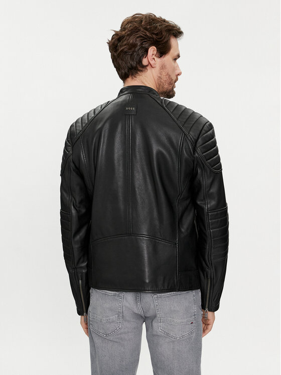 BOSS Boss Шкіряна куртка Jolur 50504104 Чорний Regular Fit