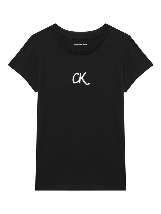 Calvin Klein Jeans T-Shirt Glitter IG0IG02972 M Czarny Slim Fit