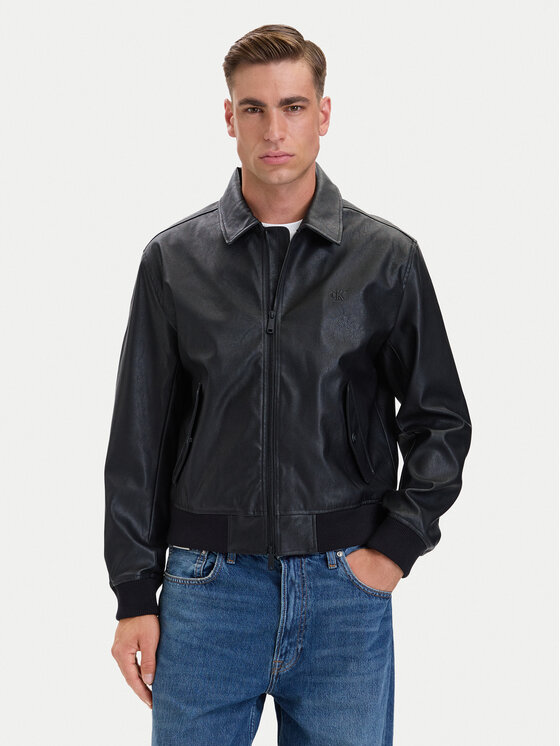 Calvin Klein Jeans Calvin Klein Jeans Geacă din imitație de piele LV04RH413G Negru Regular Fit