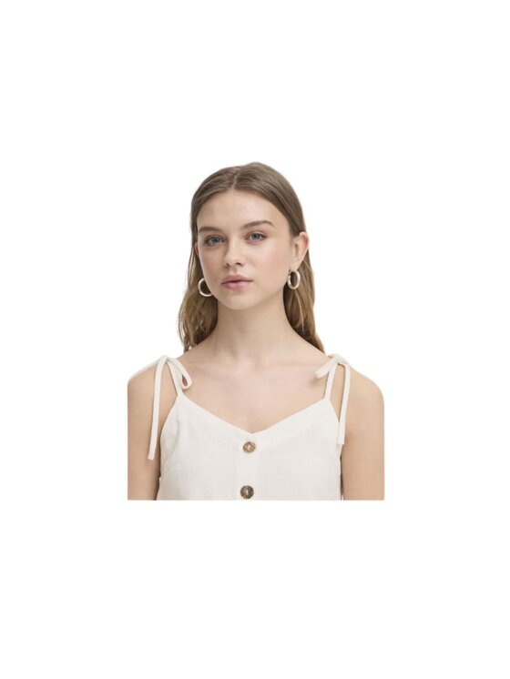 ICHI ICHI Top Top donna ih lino to Biały Regular Fit