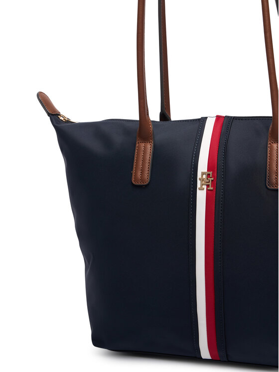 Tommy Hilfiger Tommy Hilfiger Kabelka Popette Tote Corp AW0AW19027 Tmavomodrá
