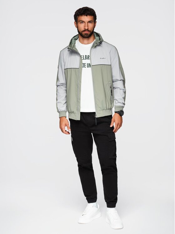 Ombre Ombre Kurtka przejściowa OM-JANP-0228 Szary Regular Fit