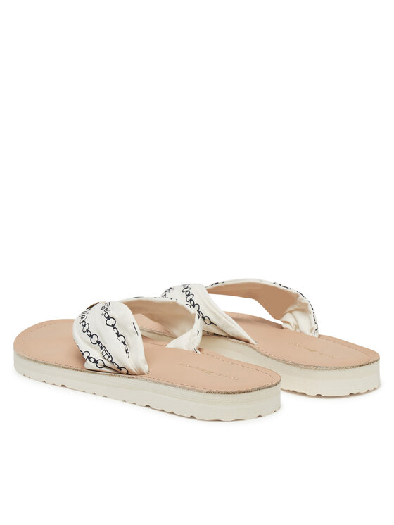 Tommy Hilfiger Tommy Hilfiger Čības uz pirksta Th Chain Print Elevated Sandal FW0FW08519 Balts