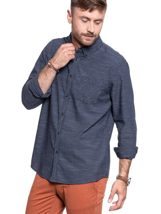 Mustang Mustang Camicia CLEMENS BDC SLUB Blu Regular Fit