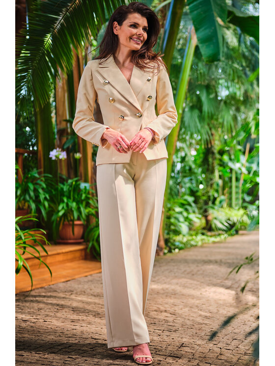 Awama Awama Pantaloni da donna A442 Beige Basic Fit