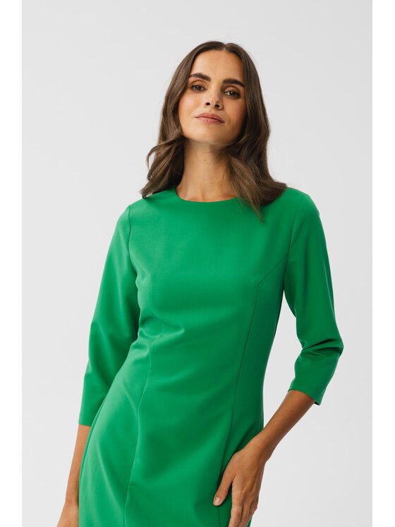 Stylove Stylove Koktejlové šaty S350 Zelená Modern Fit