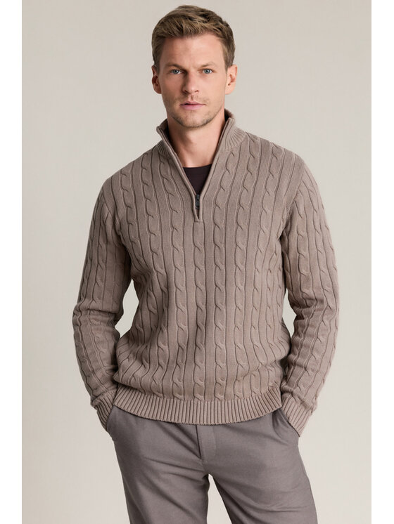 Lancerto Lancerto Sweter Joseph SW073226000003 Beżowy Regular Fit