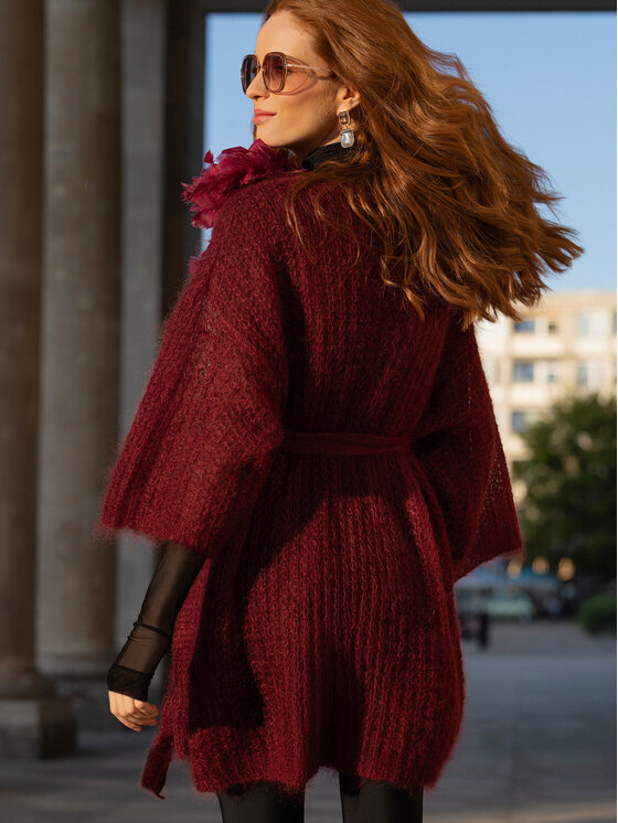 Miss LK Miss LK Kardigan MISSLKS Bordowy Oversize