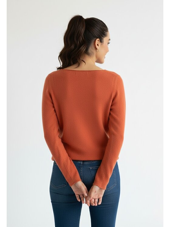 FIGL FIGL Sweter M1256 Pomarańczowy Regular Fit