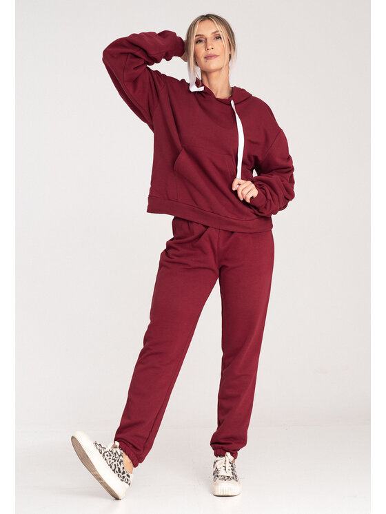 FIGL FIGL Mikina M1055 Bordová Loose Fit