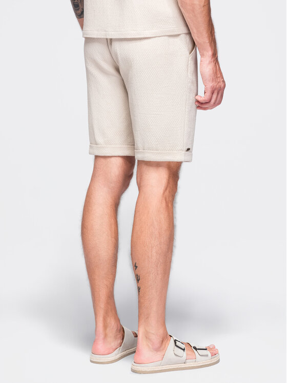 Ombre Ombre Szorty materiałowe OM-SRCS-0207 Biały Regular Fit