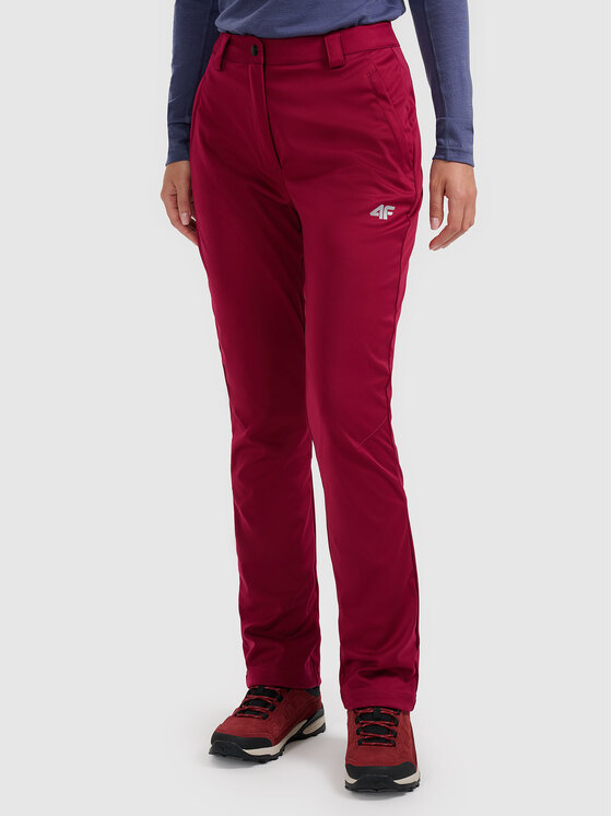 4F 4F Spodnie outdoor HALNY Bordowy Slim Fit