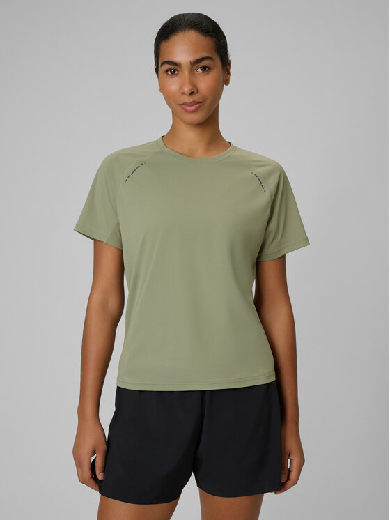 4F 4F Koszulka techniczna RUNNING Khaki Regular Fit