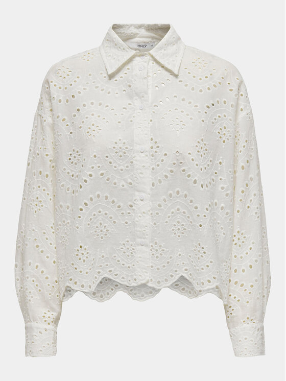 ONLY ONLY Hemd Valais 15269568 Weiß Loose Fit