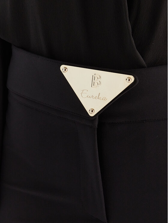 Babylon Babylon Hlače iz tkanine E00057 Črna Slim Fit