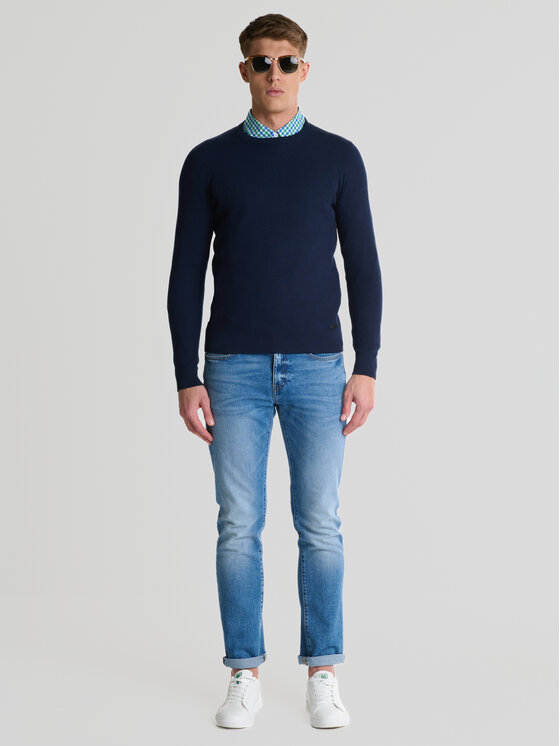 BIG STAR BIG STAR Sweter REYLON Granatowy Basic Fit