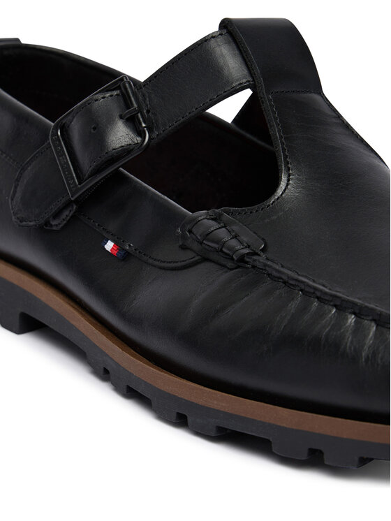 Tommy Hilfiger Tommy Hilfiger Īsi apavi Hilfiger Light Lth Buckle Loafer FM0FM05846 Melns