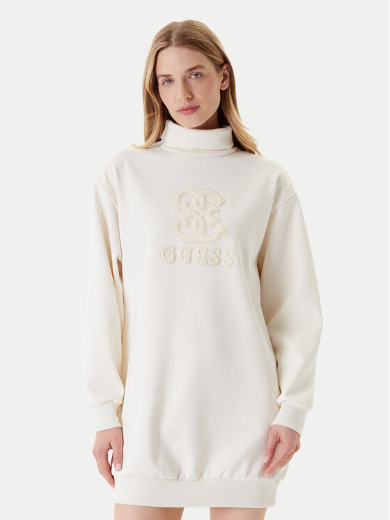 Guess Sukienka codzienna V5YK07 KCX22 Écru Regular Fit