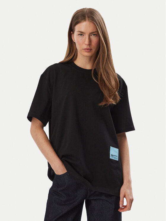 Karl Lagerfeld Jeans Karl Lagerfeld Jeans Tricou B4W17076 Negru Relaxed Fit
